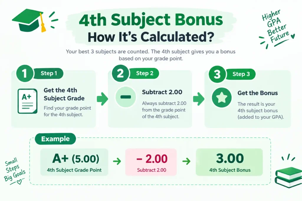 SSC 4th subject bonus calculation formula with example