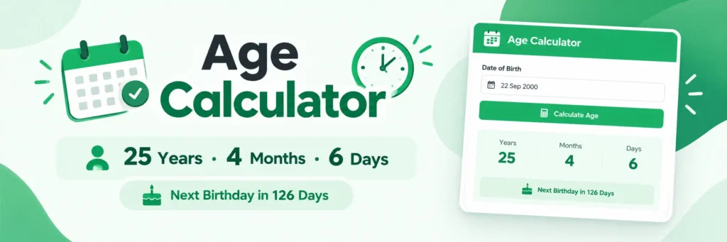 Free online Age Calculator showing exact age in years, months, and days